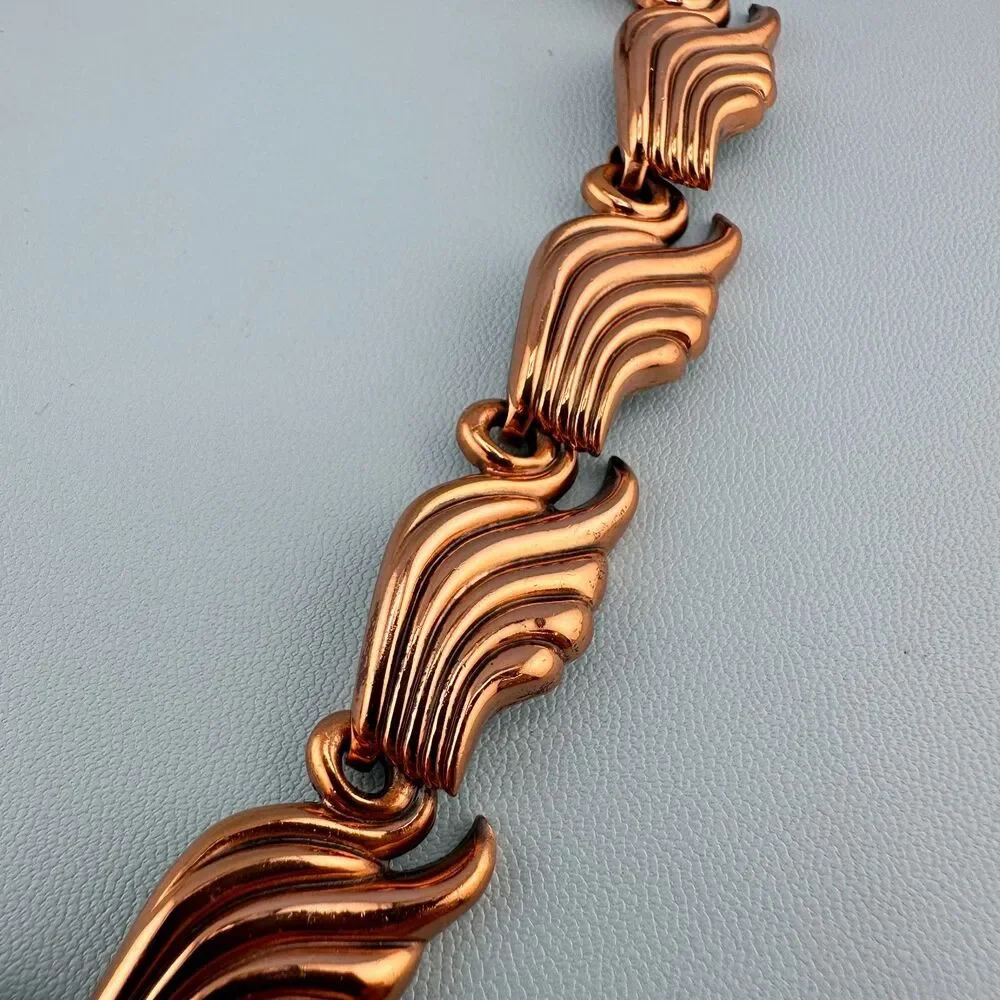 Vintage Renoir Necklace Copper Wing Shaped Links Adjustable 14